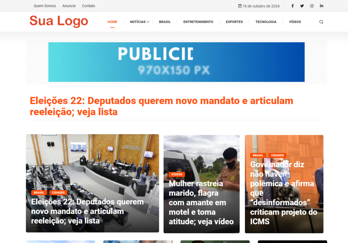 Template WordPress Portal de Notícias Completo #016