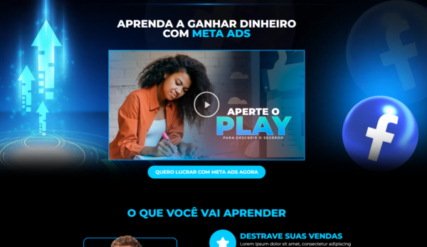 Landing Page Para Vendas de Cursos de Meta ADS em Elementor