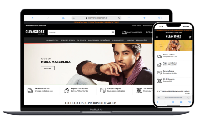 Loja Virtual Pronta para E-commerce CleanStore em WordPress com WooCommerce