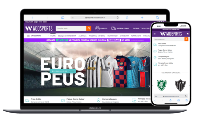 Loja Pronta de Produtos Esportivos em WordPress com WooCommerce