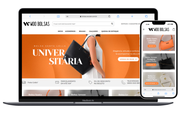 Loja Virtual Pronta para Loja de Bolsas e Acessórios em WordPress com WooCommerce